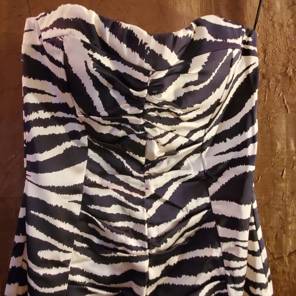 Satin Zebra Ruched Strapless Dress from Cache - Picture 2 of 6